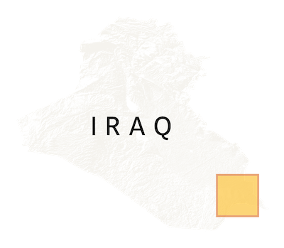 A small map of Iraq highlighting the southern part of the country - the main oil producing region of Iraq.